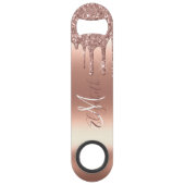 Roos Gold Glitter Look Drips Monogram Metaal Speed Flessenopener (Achterkant)