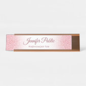 Roos Gold Glitter look Elegant Moderne Sjabloon Bureau Naambordje (Voorkant)