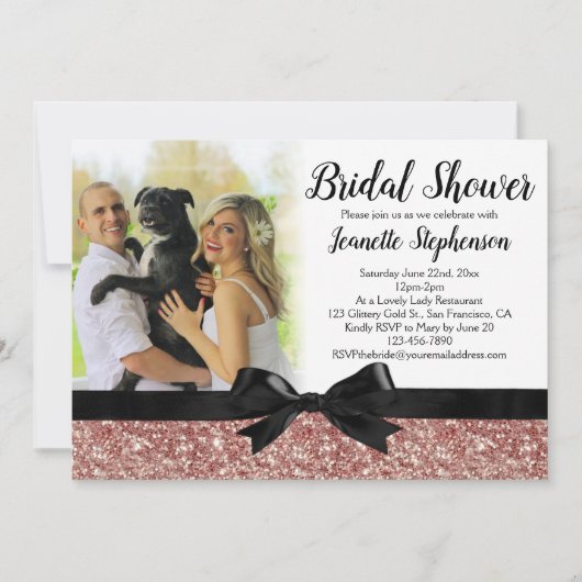 Roos Gold Glitter-look Lint Vrijgezellenfeest foto Kaart (Voorkant)