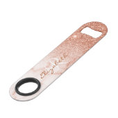Roos Gold Glitter Look Marble Ombre Monogram Speed Flessenopener (Voorkant Gekanteld)