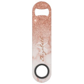 Roos Gold Glitter Look Marble Ombre Monogram Speed Flessenopener (Achterkant)