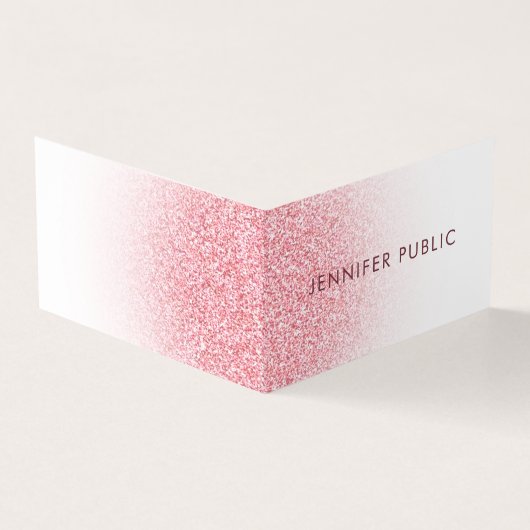 Roos Gold Glitter look Modern Elegant Sjabloon Visitekaartje (Buitenkant)