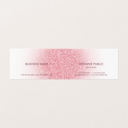 Roos Gold Glitter look Modern Elegant Sjabloon Visitekaartje (Binnenkant ongevouwen)