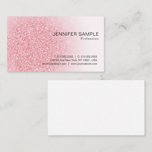 Roos Gold Glitter look Modern Elegant Sjabloon Visitekaartje (Voorkant / Achterkant)