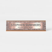 Roos Gold Glitter Look Sparkle Glam Custom Bureau Naambordje (Voorkant)