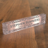 Roos Gold Glitter Look Sparkle Glam Custom Naambordje (Zijkant)