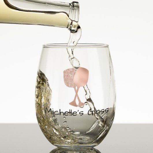 Roos Gold Glitter look Wijnglas Zonder Voet