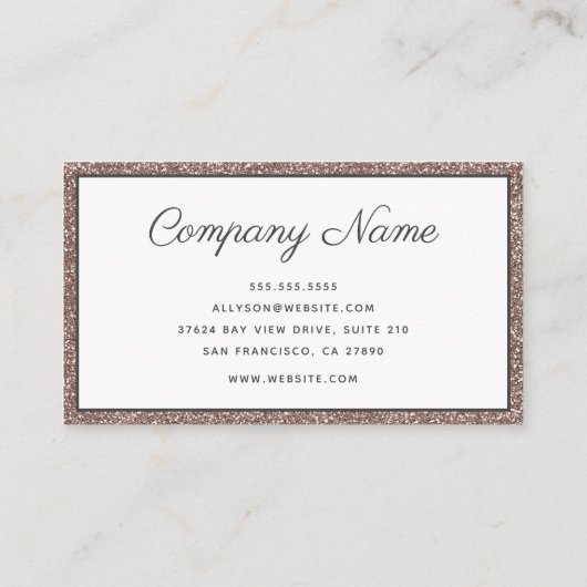 Roos Gold Glitter Luxe Script Visitekaartje (Achterkant)