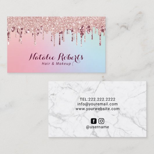 Roos Gold Glitter maakt haarklop voor artiest Visitekaartje (Voorkant / Achterkant)