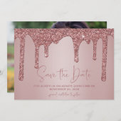 Roos Gold Glitter maakt Quinceanera de datum op Save The Date (Voorkant / Achterkant)