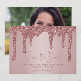 Roos Gold Glitter maakt Quinceanera de datum op Save The Date