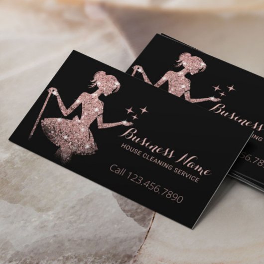 Roos Gold Glitter Maid Magical Schoonmaak Service Visitekaartje