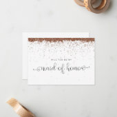 Roos Gold Glitter Maid of Honor proposal Notitiekaartje (Voorkant / Achterkant in situ)