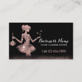 Roos Gold Glitter Maid Schoonmaak Huishouden Visitekaartje (Voorkant)