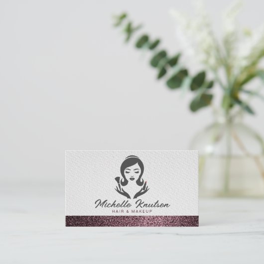 Roos Gold Glitter Make-up & Hair Stylist Salon Bus Visitekaartje (Staand voorkant)