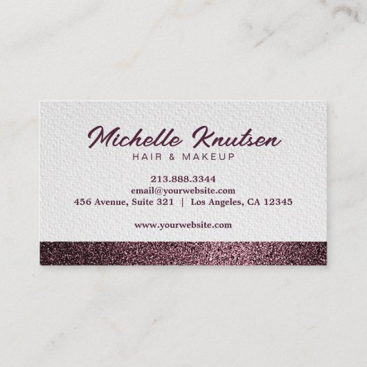 Roos Gold Glitter Make-up & Hair Stylist Salon Bus Visitekaartje (Achterkant)