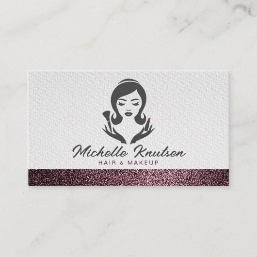 Roos Gold Glitter Make-up & Hair Stylist Salon Bus Visitekaartje (Voorkant)