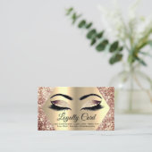 Roos Gold Glitter Makeup Artist Lash Loyalty Visitekaartje (Staand voorkant)