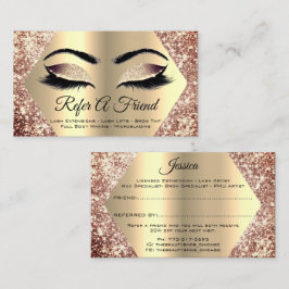 Roos Gold Glitter Makeup Artist Lash Refer Friend Visitekaartje