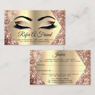 Roos Gold Glitter Makeup Artist Lash Refer Friend Visitekaartje