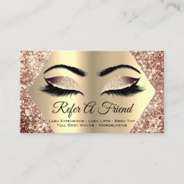 Roos Gold Glitter Makeup Artist Lash Refer Friend Visitekaartje