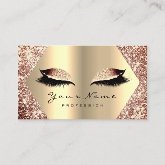 Roos Gold Glitter Makeup Artist Lashes Beauty Visitekaartje (Voorkant)
