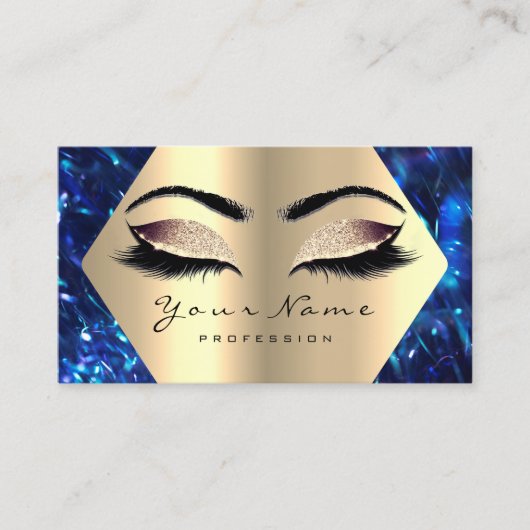 Roos Gold Glitter Makeup Artist Lashes Blue Navy Visitekaartje (Voorkant)