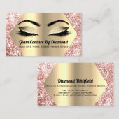 Roos Gold Glitter Makeup Artist Lashes Blush Visitekaartje (Voorkant / Achterkant)