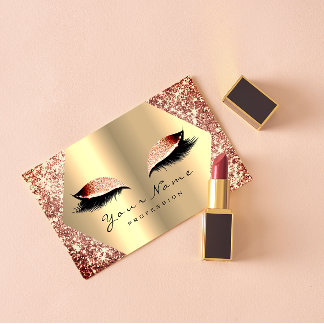 Roos Gold Glitter Makeup Artist Lashes Champaigne1 Visitekaartje