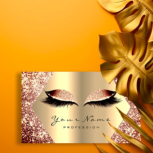 Roos Gold Glitter Makeup Artist Lashes Extension Visitekaartje