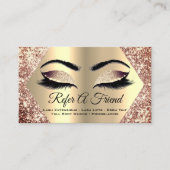 Roos Gold Glitter Makeup Artist Lashes Referral Visitekaartje (Voorkant)