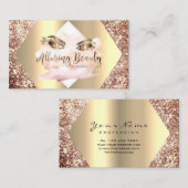 Roos Gold Glitter Makeup Artist Lashes Visitekaartje (Voorkant / Achterkant)