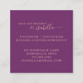 Roos Gold Glitter Makeup Artist Plum Vierkante Visitekaartje (Achterkant)