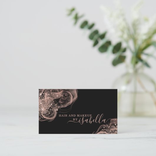 Roos Gold Glitter Makeup Artist Visitekaartje (Staand voorkant)