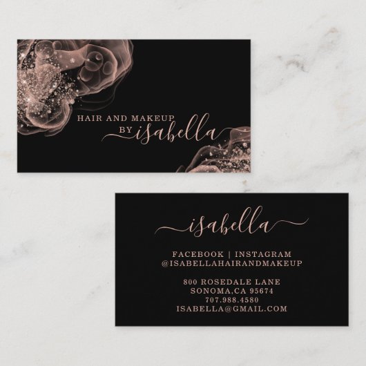 Roos Gold Glitter Makeup Artist Visitekaartje (Voorkant / Achterkant)