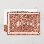 Roos Gold Glitter Makeup Cadeaubon Informatiekaartje (Voorkant / Achterkant)