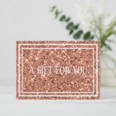 Roos Gold Glitter Makeup Cadeaubon Informatiekaartje (Staand voorkant)