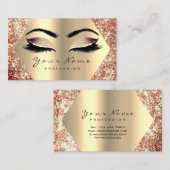 Roos Gold Glitter Makeup Lashes Appointment Card Visitekaartje (Voorkant / Achterkant)