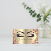 Roos Gold Glitter Makeup Lashes Appointment Card Visitekaartje (Staand voorkant)