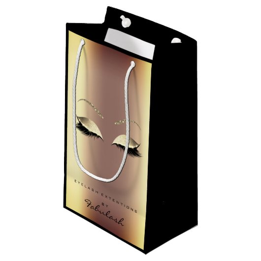 Roos Gold Glitter Makeup Lashes Beauty Ombre Klein Cadeauzakje (Voorkant Gekanteld)