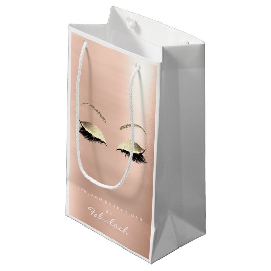 Roos Gold Glitter Makeup Lashes Beauty White Klein Cadeauzakje (Voorkant Gekanteld)