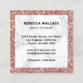 Roos Gold Glitter Marble Dental Clinic Dentist Vierkante Visitekaartje (Achterkant)