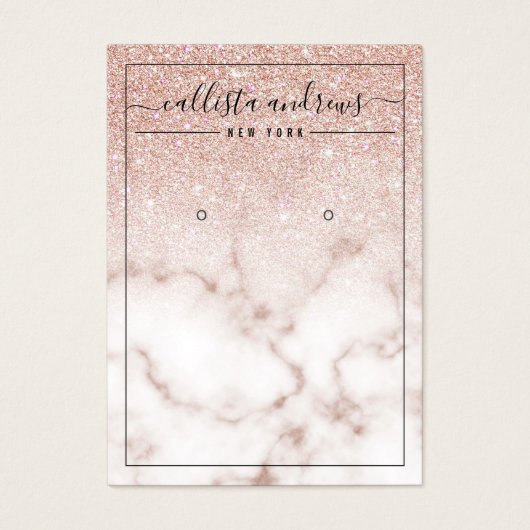 Roos Gold Glitter Marble Earring Display Kaart (Voorkant)