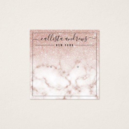 Roos Gold Glitter Marble Earring Display Kaart (Voorkant)