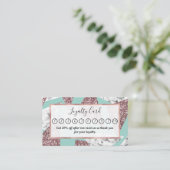 Roos Gold Glitter Marble Geometric Triangles Blauw Klantenkaartje (Staand voorkant)