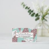 Roos Gold Glitter Marble Geometric Triangles Blauw Visitekaartje (Staand voorkant)