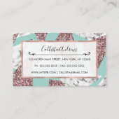 Roos Gold Glitter Marble Geometric Triangles Blauw Visitekaartje (Achterkant)