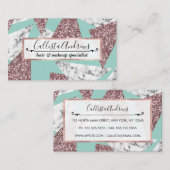 Roos Gold Glitter Marble Geometric Triangles Blauw Visitekaartje (Voorkant / Achterkant)