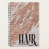 Roos Gold Glitter & Marble Hair Appointment Book Planner (Voorkant)