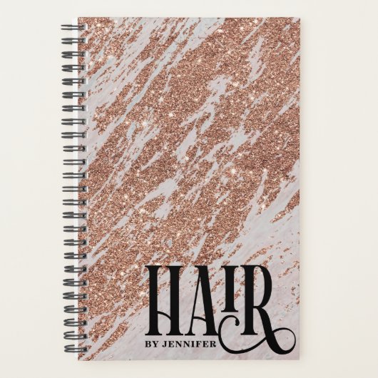 Roos Gold Glitter & Marble Hair Appointment Book Planner (Voorkant)